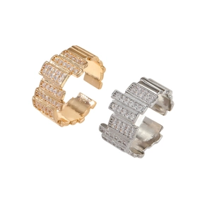 Minimalist irregular open rings in gold and silver finish with rectangular zircons