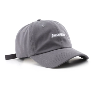 Gorra de béisbol de algodón gris oscuro con bordado Awesome y correa ajustable para el sol