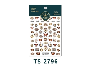 Detailed relief eye nail stickers with vintage Victorian patterns and butterfly motifs