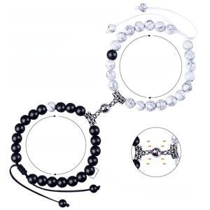 Detail of 8mm natural stone magnetic bracelets with adjustable 7 to 11 inch cords