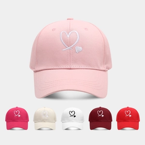 Baseball Cap Cotton Twill Embroidered Double Heart Sun Protection Outdoor Casual Adjustable For Men Women Fashion