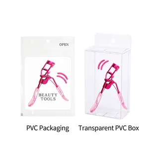 Rose red metal eyelash curler with glitter handles in PVC pouch and display box