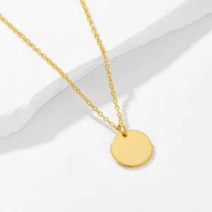 925 Sterling Silver Round Plate Pendant Necklace For Women Vintage Gold Plated Minimalist Rhinestone Clavicle Chain Jewelry Gift