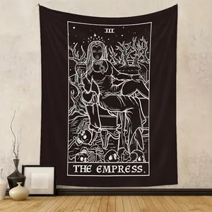 Tarot Card Tapestry The Empress Gothic Wall Hanging Polyester Fabric Bohemian Witchy Home Decor Aesthetic Room Background