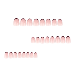 French style press-on nails set with deep wine red tips and round shape 24pcs