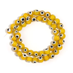 Yellow millefiori evil eye glass beads for DIY bracelet and jewelry making