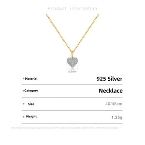 Detail view of 925 sterling silver heart necklace with pave cubic zirconia pendant
