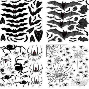 Stickers Halloween avec chauves-souris noires et toiles d'araignées pour décorations