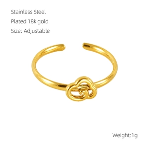 Anello regolabile in acciaio inossidabile placcato oro 18k con design a nuvola