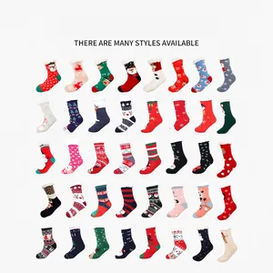 Chaussettes de Noël épaisses en polaire avec motifs renne et flocons