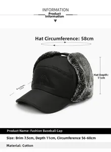 Guida alle taglie del cappello invernale con visiera da 7,5 cm e paraorecchie in pelliccia