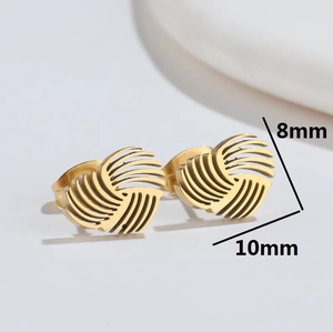 Minimalist gold spiral heart stud earrings for women with 8mm x 10mm dimensions