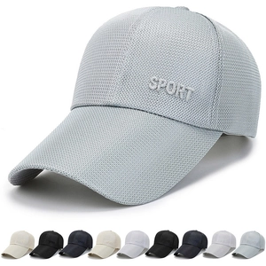 Atmungsaktive Mesh Baseball Cap Herren Langer Schirm Sonnenhut Sport Stickerei Verstellbar Outdoor Angeln Polyester
