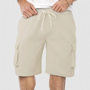 Men's Cargo Shorts Polyester Elastic Waist Drawstring Multi-Pockets Breathable Loose Fit Summer Outdoor Casual Sporty