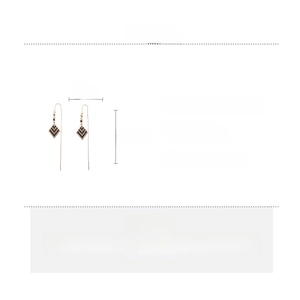 Size chart showing geometry diamond rhinestone drop earrings, width 2cm and length 10.5cm