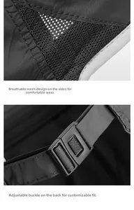 Close-up of breathable mesh panels and adjustable plastic buckle on sports sun hat