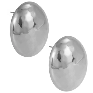 Detailed macro view of silver 304 stainless steel stud earrings with hammered texture
