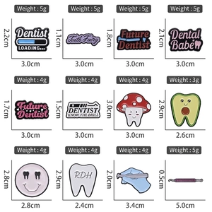 Tooth theme enamel pin set with sizes and weights for dentists and tooth fairies