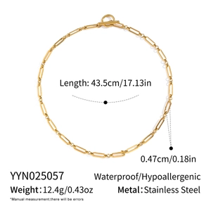 Spécifications du collier chaîne trombone en acier inoxydable plaqué or 18 carats
