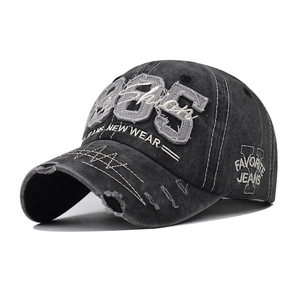 Baseball Cap Washed Cotton Distressed 1985 Letter Embroidery Vintage Retro Streetwear Outdoor Adjustable Unisex Sun Hat