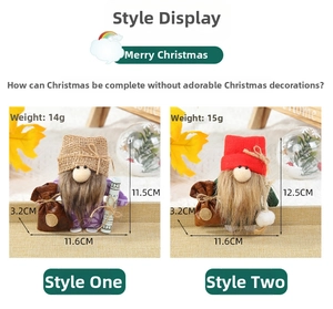 Comparaison détaillée de gnomes de Noël faits main avec des habits violets et verts