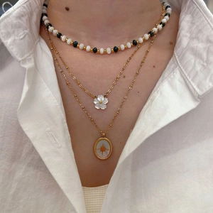 Collana A Strati Da Donna Acciaio Inossidabile Pietra Naturale Perline Fiore Di Conchiglia Ciondolo Stella Gioielli Eleganti