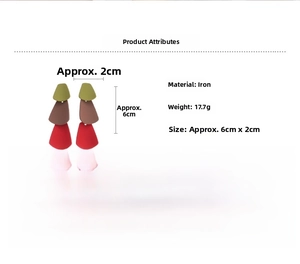 Detail specifications of geometric colorful tassel earrings with dimensions 6cm x 2cm