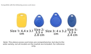 Guide des tailles détaillé pour porte-carte chat avec dimensions de cartes compatibles