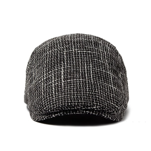 Classic retro linen cotton flat cap with breathable tweed pattern for summer sun protection