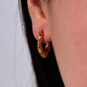 Irregular Hoop Earrings 304 Stainless Steel PVD Gold Plated Hypoallergenic Waterproof Retro Geometric Niche Jewelry Women