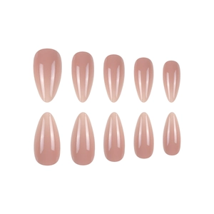 Unghie finte a mandorla rosa nudo lucido effetto jelly, set da 10 pezzi sfumati