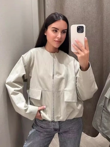 Women Bomber Jacket Lightweight Zip Up Casual Fashion Streetwear Solid Color Windbreaker Outerwear With Pockets