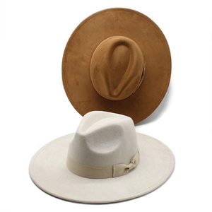 British wide brim fedora hats in beige and camel wool felt for men and women