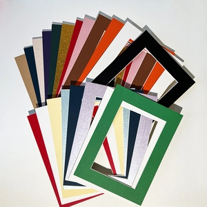 Multi-colored textured cardstock picture frames with rectangular cutouts for DIY art