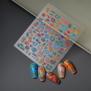 Autocollants nail art mignons de lapin en relief avec strass brillants décoratifs