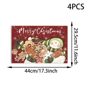 Detailed dimensions of 4PCS Christmas snowman gingerbread man table mats at 44x29.5cm