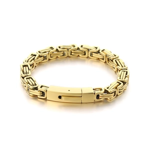 Goldenes Byzantinisches Armband für Herren aus Edelstahl mit sicherem Kastenverschluss