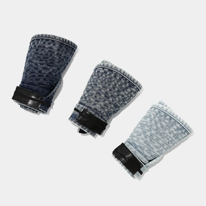 Adjustable denim sun visor hats for kids in three blue washes for UV protection and travel