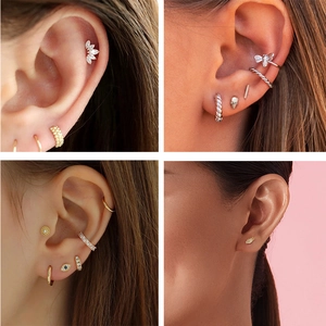 925 sterling silver piercing stud earrings with hip-hop devil and gothic design elements
