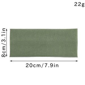 Green knitted headband with vertical ribbed texture measuring 20cm x 8cm for women