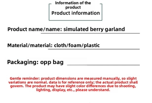 Detail specifications of artificial berry eucalyptus wreath with fabric and foam materials