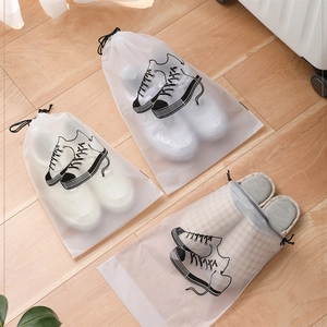 Frosted translucent drawstring storage bags for shoes and travel organization