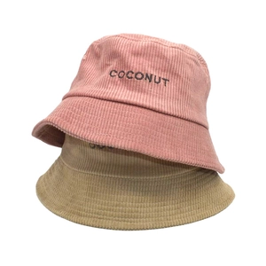 Corduroy Bucket Hat For Women Retro Letter Embroidery Warm Autumn Winter Flat Top Soft Wide Brim Basin Hat Casual Style