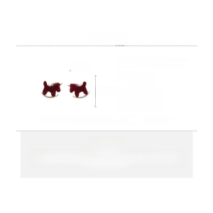 Detail view of red flocked horse earring specs with dimensions and copper zircon material