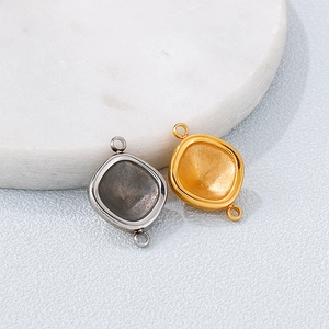 Dual square diamond link connectors in gold and silver for custom jewelry making