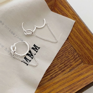 925 Sterling Silver Huggie Earrings With Knot Design And Long Chain Tassel Minimalist Elegant Jewelry Accessories For Women