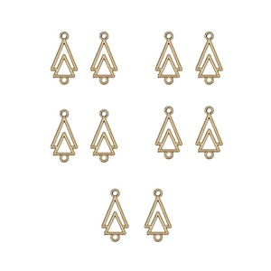 Set of ten golden double triangle pendant charms for DIY jewelry making and crafting