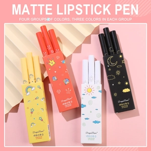 Dragon Ranee 3-piece matte velvet lipstick pen set in portable slim crayon design