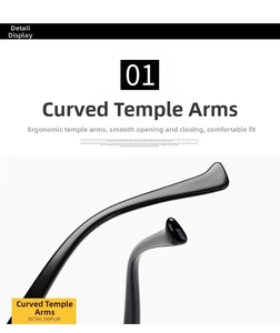 Close-up of ergonomic curved glossy black temple tips of steampunk sunglasses