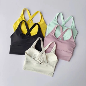 Soutien-gorge de Sport Femme Haute Intensité Sans Couture Dos Croisé Rembourré Yoga Running Fitness Top Sportswear
